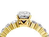 Yellow gold Emerald Diamond Pavé Band Solitaire with Four-Prong Setting_20