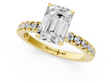 Yellow gold Emerald Diamond Pavé Band Solitaire with Four-Prong Setting_209