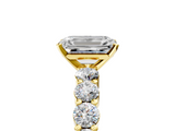 Yellow gold Emerald Diamond Pavé Band Solitaire with Four-Prong Setting_21