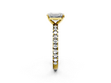 Yellow gold Emerald Diamond Pavé Band Solitaire with Four-Prong Setting_210