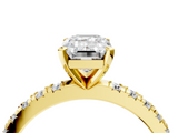 Yellow gold Emerald Diamond Pavé Band Solitaire with Four-Prong Setting_212