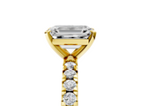 Yellow gold Emerald Diamond Pavé Band Solitaire with Four-Prong Setting_213