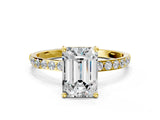 Yellow gold Emerald Diamond Pavé Band with Six-Prong Setting_35