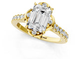 Yellow gold Emerald Diamond Pave Band with Floral Prong Setting_28