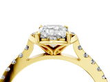 Yellow gold Emerald Diamond Pave Band with Floral Prong Setting_31