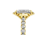 Yellow gold Emerald Diamond Pave Band with Floral Prong Setting_32