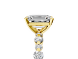 Yellow gold Emerald Diamond Prong Set Engagement Ring with Pave Band_217