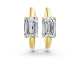 Yellow gold Emerald Diamond Solitaire Huggie Hoop Earrings