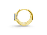 Yellow gold Emerald Diamond Solitaire Huggie Hoop Earrings_1
