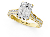 Yellow gold Emerald Diamond Solitaire with Pave Band and Six-Prong Setting_33