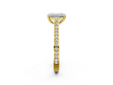 Yellow gold Emerald Diamond Solitaire with Pave Band and Six-Prong Setting_34
