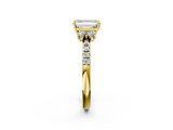 Yellow gold Emerald Diamond Three-Stone Pave Band with Four-Prong Setting_34