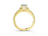 Yellow gold Emerald Diamond Three-Stone Pave Band with Four-Prong Setting_35