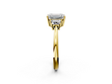Yellow gold Emerald Diamond Three-Stone Ring with Trapezoid Side Stones and Prong Setting_25
