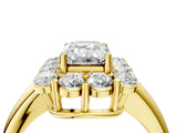 Yellow gold Emerald Halo Cluster Diamond Engagement Ring with Prong Setting and Polished Band_25