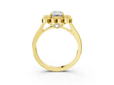 Yellow gold Emerald Halo Diamond Cluster Engagement Ring with Milgrain Bezel Setting and Solitaire Band_30