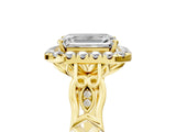 Yellow gold Emerald Halo Diamond Engagement Ring with Filigree Band and Four-Prong Setting_86