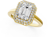 Yellow gold Emerald Halo Diamond Engagement Ring with Solitaire Band and Four-Prong Setting_21