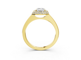 Yellow gold Emerald Halo Diamond Engagement Ring with Solitaire Band and Four-Prong Setting_23