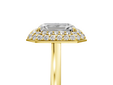 Yellow gold Emerald Halo Diamond Engagement Ring with Solitaire Band and Four-Prong Setting_25