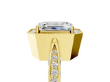 Yellow gold Emerald Halo Diamond Engagement Ring with Split Shank Band and Four-Prong Setting_11