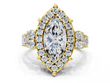 Yellow gold Emerald Halo Diamond Engagement Ring with Split Shank and Four-Prong Setting_41