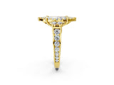 Yellow gold Emerald Halo Diamond Engagement Ring with Split Shank and Four-Prong Setting_43