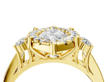 Yellow gold Emerald Halo Diamond Engagement Ring with Split Shank and Four-Prong Setting_45