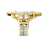 Yellow gold Emerald Halo Diamond Engagement Ring with Split Shank and Four-Prong Setting_46