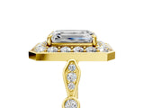 Yellow gold Emerald Halo Diamond Engagement Ring with Twisted Band and Four-Prong Setting 5
