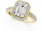 Yellow gold Emerald Halo Diamond Pavé Band Ring with Prong Setting_21