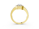 Yellow gold Emerald Halo Diamond Pavé Band Ring with Prong Setting_23