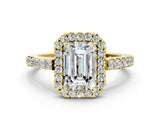 Yellow gold Emerald Halo Diamond Pavé Solitaire Ring_39