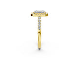 Yellow gold Emerald Halo Diamond Pavé Solitaire Ring_41