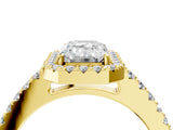 Yellow gold Emerald Halo Diamond Pavé Solitaire Ring_43