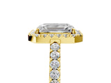 Yellow gold Emerald Halo Diamond Pavé Solitaire Ring_44