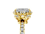 Yellow gold Emerald Halo Diamond Pave Band Ring with Four-Prong Setting_20