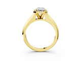 Yellow gold Emerald Halo Diamond Ring with Cathedral Band and Four-Prong Setting_64