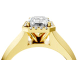 Yellow gold Emerald Halo Diamond Ring with Cathedral Band and Four-Prong Setting_65
