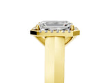 Yellow gold Emerald Halo Diamond Ring with Cathedral Band and Four-Prong Setting_66