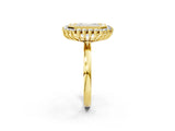 Yellow gold Emerald Halo Diamond Ring with Milgrain Edge and Round Prong Setting_28