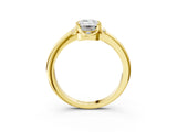 Yellow gold Emerald Halo Diamond Ring with Round Cluster Setting, Solitaire Band, and Four-Prong Setting_88