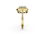 Yellow gold Emerald Halo Diamond Ring with Split Shank and Four-Prong Setting_51