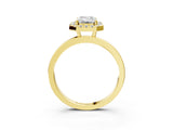 Yellow gold Emerald Halo Diamond Solitaire with Pavé Band and Four-Prong Setting_93
