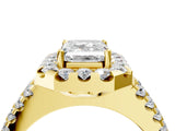 Yellow gold Emerald Halo Diamond Split Shank Engagement Ring with Prong Setting_43
