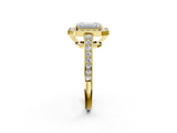 Yellow gold Emerald Halo Pavé Diamond Engagement Ring with Bezel Setting_22