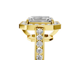 Yellow gold Emerald Halo Pavé Diamond Engagement Ring with Bezel Setting_25