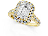 Yellow gold Emerald Halo Pavé Diamond Engagement Ring with Four-Prong Setting_27