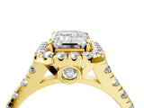 Yellow gold Emerald Halo Pavé Diamond Engagement Ring with Four-Prong Setting_30