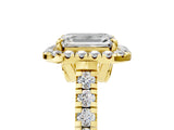 Yellow gold Emerald Halo Pavé Diamond Engagement Ring with Four-Prong Setting_31
